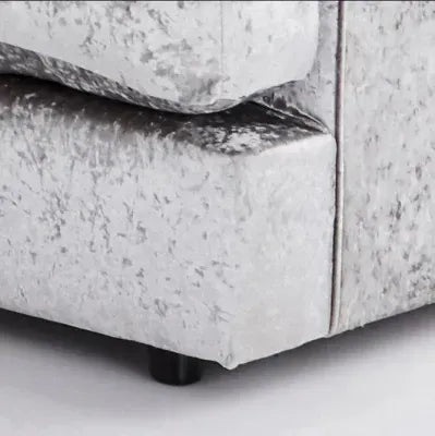 Crystal Crushed Velvet 4-Seater Corner Sofa (Left Side) Luxury L-Shaped Sofa with Memory Foam Cushions