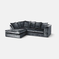 Crystal Crushed Velvet 4-Seater Corner Sofa (Left Side) Luxury L-Shaped Sofa with Memory Foam Cushions
