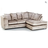 Crystal Crushed Velvet 4-Seater Corner Sofa – Ultimate Comfort & Luxury Right-Hand Design