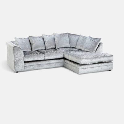 Crystal Crushed Velvet 4-Seater Corner Sofa – Ultimate Comfort & Luxury Right-Hand Design