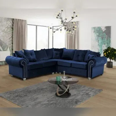 Ashwin Plush Velvet Corner Sofa – Luxurious Velvet & Durable L-Shaped Design