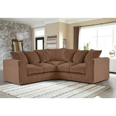 Manny Jumbo Cord 5-Seater Corner Sofa Luxury 3+2 Seater Set with Memory Foam Cushions