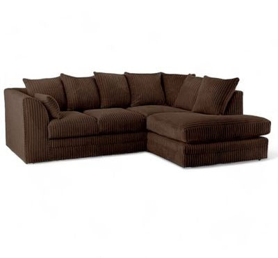 Manny L-Shape Jumbo Cord 4-Seater Corner Sofa (Right Side) – Luxury Memory Foam & Hardwood Frame