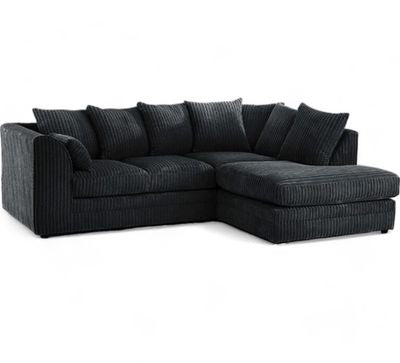 Manny L-Shape Jumbo Cord 4-Seater Corner Sofa (Right Side) – Luxury Memory Foam & Hardwood Frame