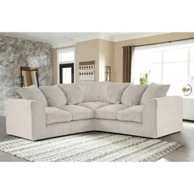 Manny Jumbo Cord 5-Seater Corner Sofa Luxury 3+2 Seater Set with Memory Foam Cushions