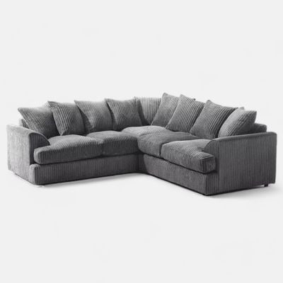 Manny Jumbo Cord 5-Seater Corner Sofa Luxury 3+2 Seater Set with Memory Foam Cushions