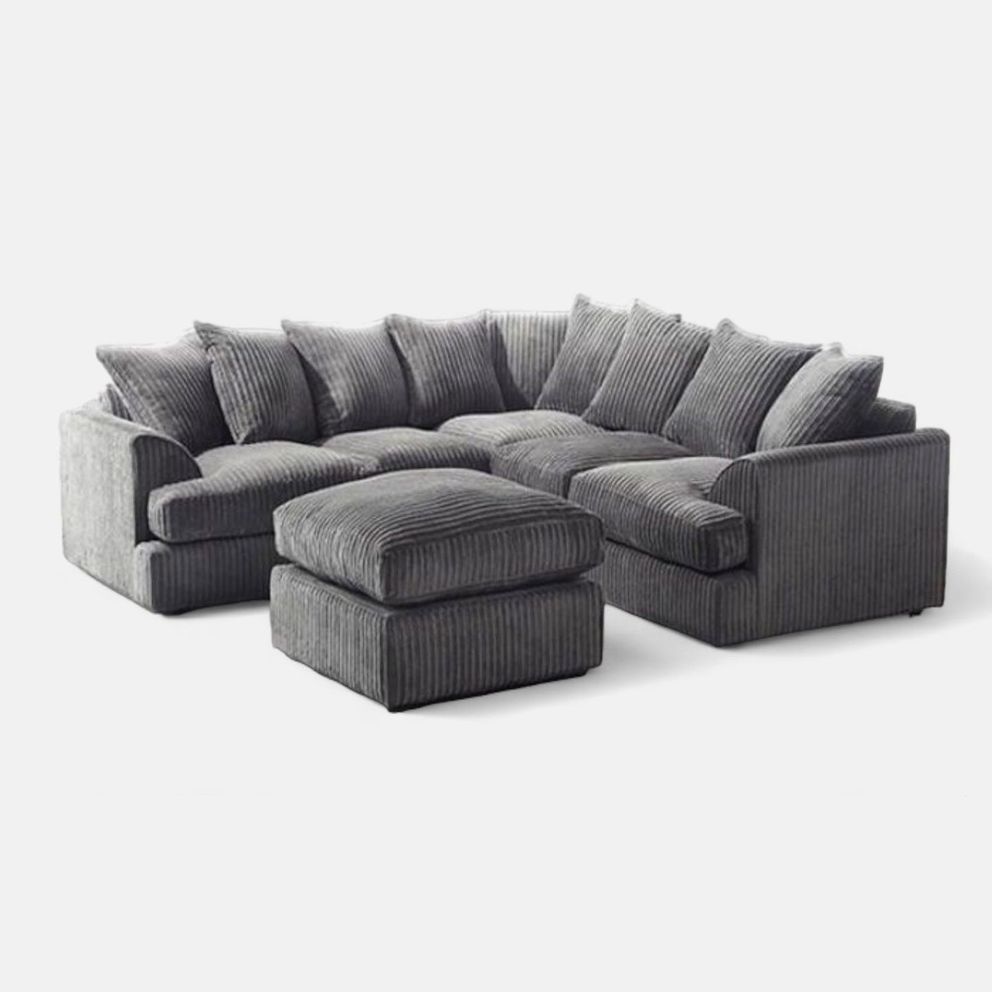 Manny Jumbo Cord 5-Seater Corner Sofa Luxury 3+2 Seater Set with Memory Foam Cushions