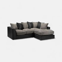 Danny L-Shape Jumbo Cord 4-Seater Corner Sofa (Right Side)  Modern Fabric & PU Leather Design