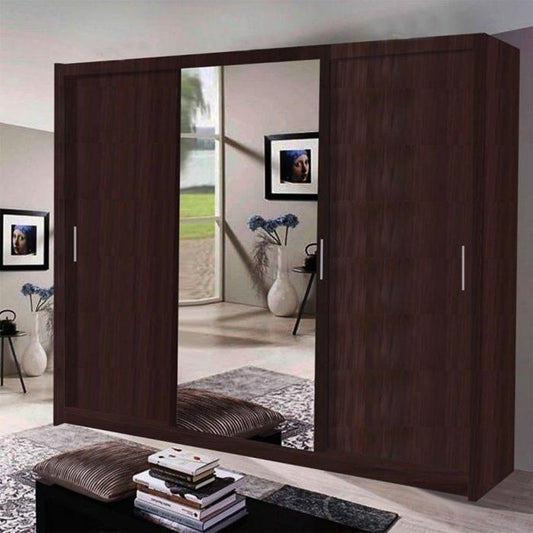 Modern Wardrobe with 3 Full-Length Mirrors & LED Lighting Option
