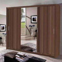 Modern Wardrobe with 3 Full-Length Mirrors & LED Lighting Option