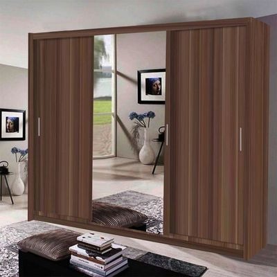 Modern Wardrobe with 3 Full-Length Mirrors & LED Lighting Option