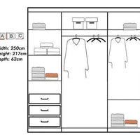 Modern Wardrobe with 3 Full-Length Mirrors & LED Lighting Option