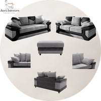 Luxury 3+2 Seater Sofa Set - Dino Faux Leather with Water-Resistant Fabric & Chrome Feet