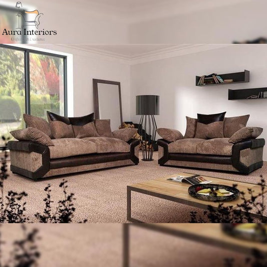 Luxury 3+2 Seater Sofa Set - Dino Faux Leather with Water-Resistant Fabric & Chrome Feet