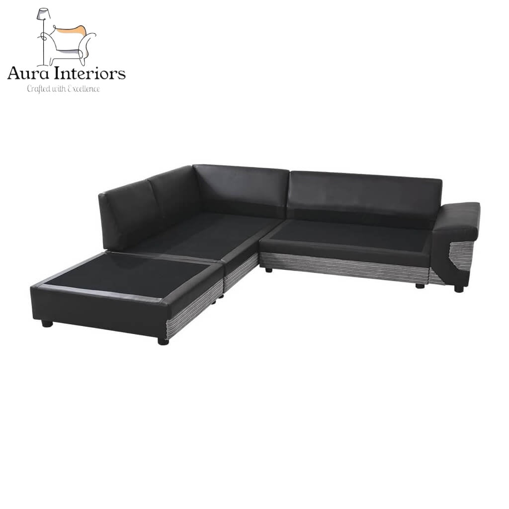 Dino Jumbo Cord Corner Sofa with Footstool Luxury 5-Seater with Washable Covers
