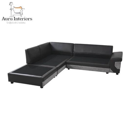Dino Jumbo Cord Corner Sofa with Footstool Luxury 5-Seater with Washable Covers