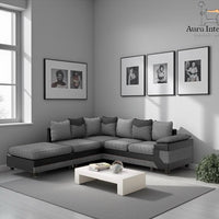 Dino Jumbo Cord Corner Sofa with Footstool Luxury 5-Seater with Washable Covers