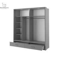 Sycylia High Gloss Wardrobe White Modern Sliding Door Storage with LED Lighting Option