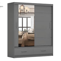 Sycylia High Gloss Wardrobe White Modern Sliding Door Storage with LED Lighting Option