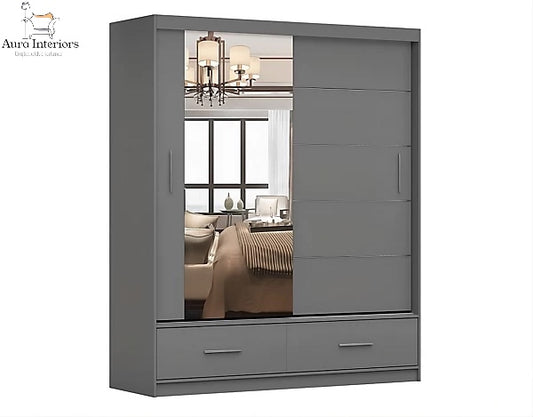 Sycylia High Gloss Wardrobe White Modern Sliding Door Storage with LED Lighting Option