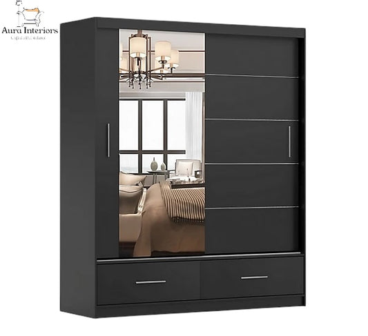 Sycylia High Gloss Wardrobe White Modern Sliding Door Storage with LED Lighting Option
