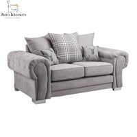Verona 2 Seater Sofa - Luxurious Chenille Fabric with Classic Button-Tufted Scroll Arms & Chrome Legs