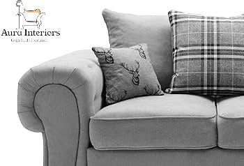 Verona 2 Seater Sofa - Luxurious Chenille Fabric with Classic Button-Tufted Scroll Arms & Chrome Legs