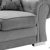 Verona 2 Seater Sofa - Luxurious Chenille Fabric with Classic Button-Tufted Scroll Arms & Chrome Legs