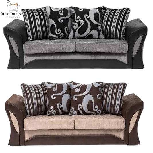 Premium 3 Seater Sofa - Shannon Chenille with Elegant Scatter Cushions & Sturdy Frame