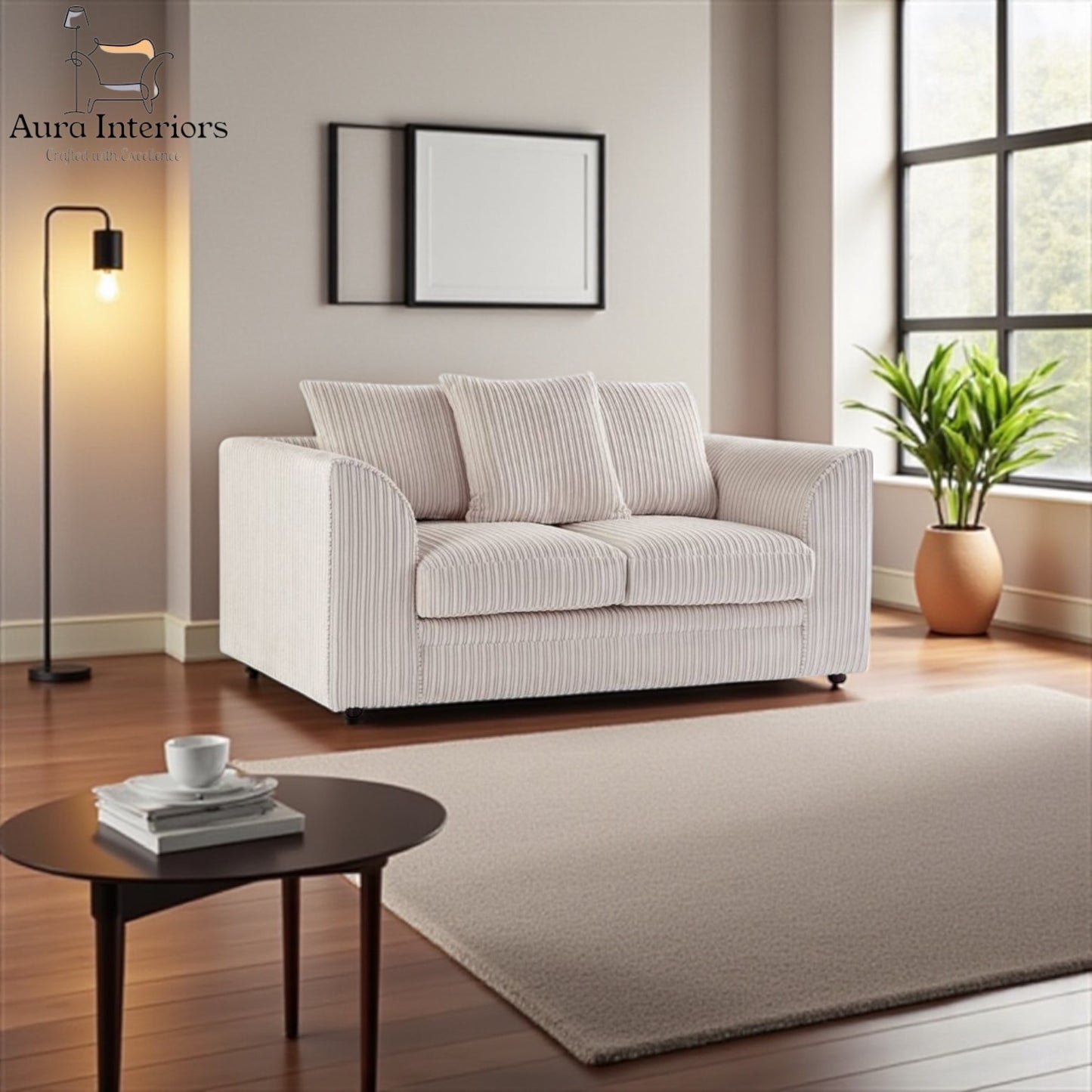 Manny Jumbo Cord 2 Seater Sofa - Luxurious Comfort with Durable Hardwood Frame & Compact Design