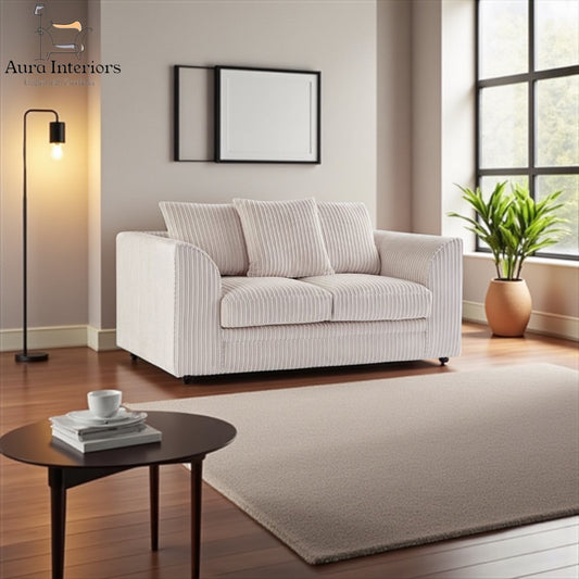 Manny Jumbo Cord 2 Seater Sofa - Luxurious Comfort with Durable Hardwood Frame & Compact Design