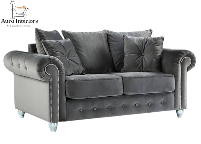Ashwin Plush Velvet 2 Seater Sofa - Luxurious Comfort with Durable Construction & Spacious Design