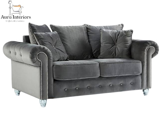Ashwin Plush Velvet 3 Seater Sofa - Spacious Design with Durable Construction & Comfortable Cushioning