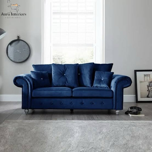 Ashwin Plush Velvet 3 Seater Sofa - Spacious Design with Durable Construction & Comfortable Cushioning