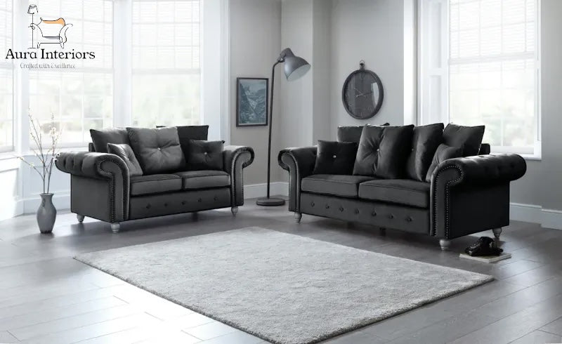 Ashwin Plush Velvet 3+2 Seater Sofa Set - Luxury Comfort & Stylish Design