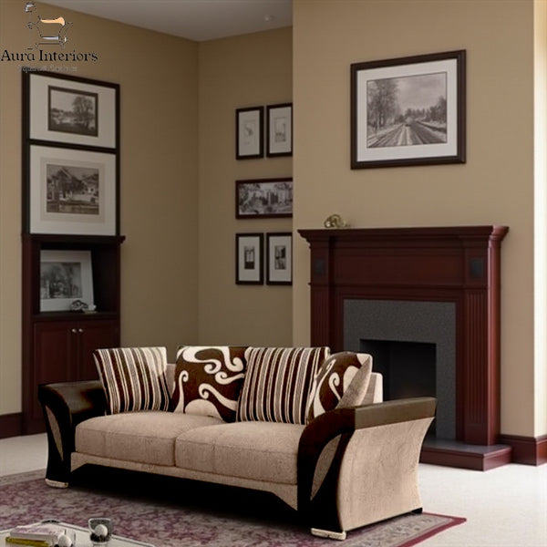 Premium 3 Seater Sofa - Shannon Chenille with Elegant Scatter Cushions & Sturdy Frame