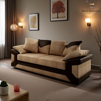 Modern 3 Seater Sofa - Dino Faux Leather with Robust Build Quality & Curved Arm Design