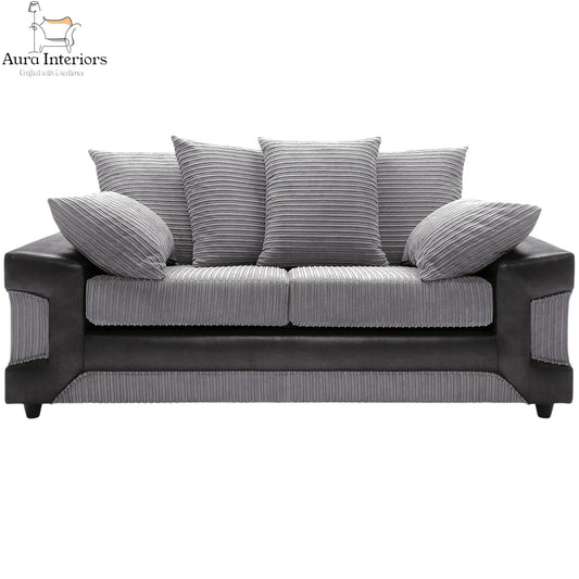 Modern 3 Seater Sofa - Dino Faux Leather with Robust Build Quality & Curved Arm Design
