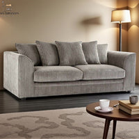 Manny Jumbo Cord 3 Seater Sofa - Luxurious Comfort with Durable Hardwood Frame & Elegant Curved Arms