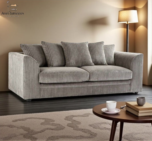 Manny Jumbo Cord 3 Seater Sofa - Luxurious Comfort with Durable Hardwood Frame & Elegant Curved Arms