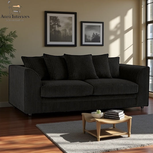 Manny Jumbo Cord 3 Seater Sofa - Luxurious Comfort with Durable Hardwood Frame & Elegant Curved Arms