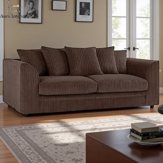 Manny Jumbo Cord 3 Seater Sofa - Luxurious Comfort with Durable Hardwood Frame & Elegant Curved Arms