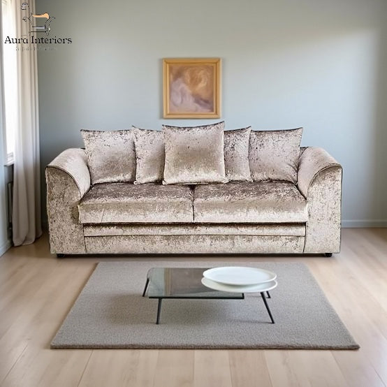 Crystal Crushed Velvet 3 Seater Sofa - Ultimate Comfort with Luxurious Velvet Upholstery