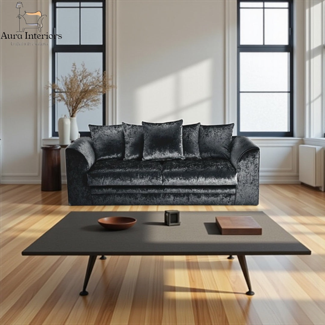 Crystal Crushed Velvet 3 Seater Sofa - Ultimate Comfort with Luxurious Velvet Upholstery