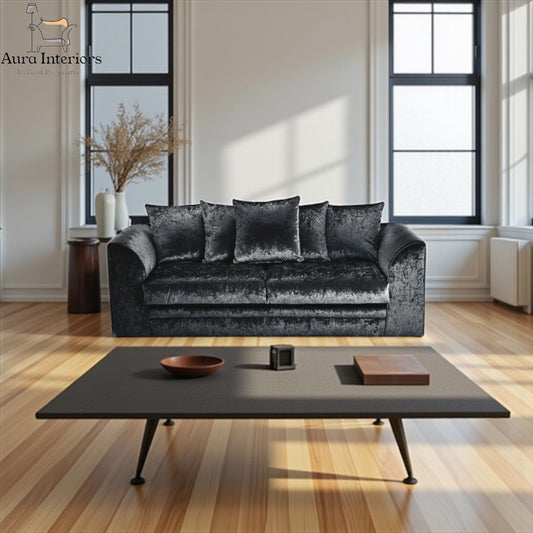 Crystal Crushed Velvet 3 Seater Sofa - Ultimate Comfort with Luxurious Velvet Upholstery