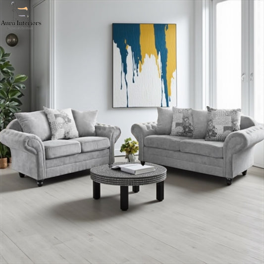 Luxury Chenille Sofa Set - Verona 3+2 Seater with Comfortable Design & Chrome Effect Legs