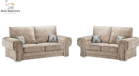 Luxury Chenille Sofa Set - Verona 3+2 Seater with Comfortable Design & Chrome Effect Legs