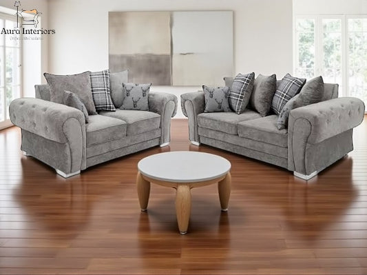 Luxury Chenille Sofa Set - Verona 3+2 Seater with Comfortable Design & Chrome Effect Legs