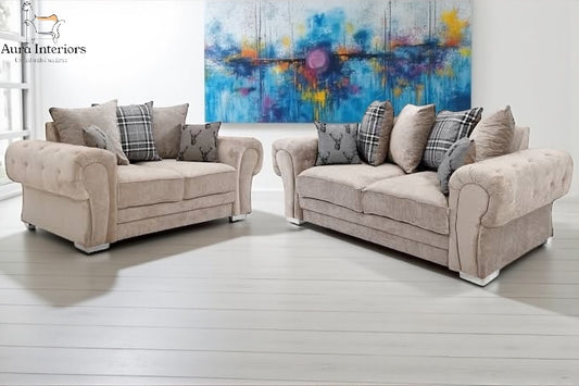 Luxury Chenille Sofa Set - Verona 3+2 Seater with Comfortable Design & Chrome Effect Legs