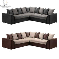 Danny Jumbo Cord 5-Seater Corner Sofa Luxury Fabric & PU Leather Design with Foam Seats